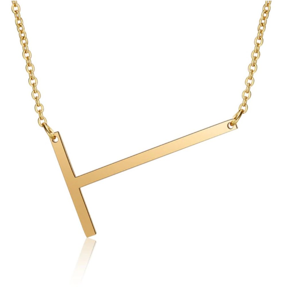Large Letter "T" Gold Big Initial Name Necklace